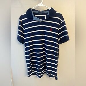 Polo by Ralph Lauren men's large slim fit Navy and white Striped polo Shirt